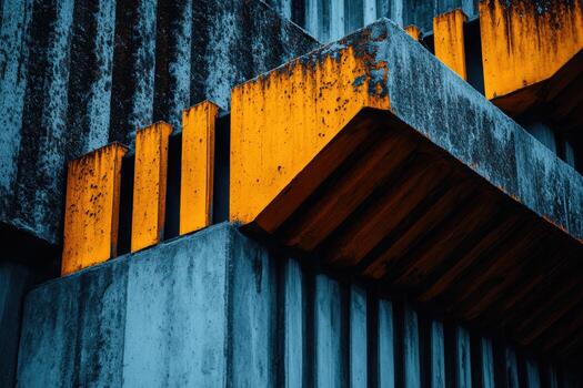 Stark contrast of orange and gray in modern architectural structure photo