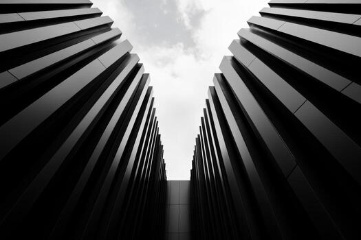 Modern architectural design with sharp lines and dramatic sky photo