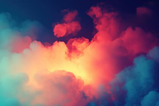 Colorful clouds illuminated by sunset in a serene sky photo