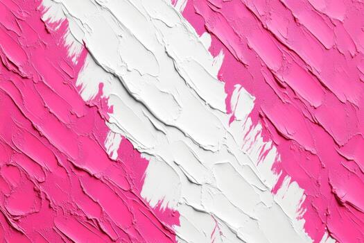 Textured abstract art featuring pink and white paint on canvas photo