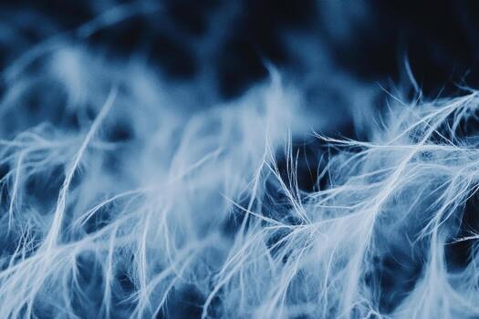 Delicate blue fibers intertwining in abstract arrangement during daylight photo