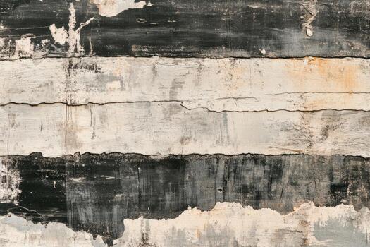 Abstract wall texture featuring layers of black, white, and gray paint photo