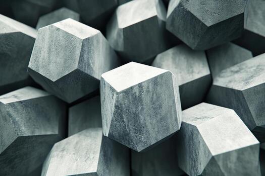 Unique geometric shapes in a close-up view of textured concrete surfaces photo