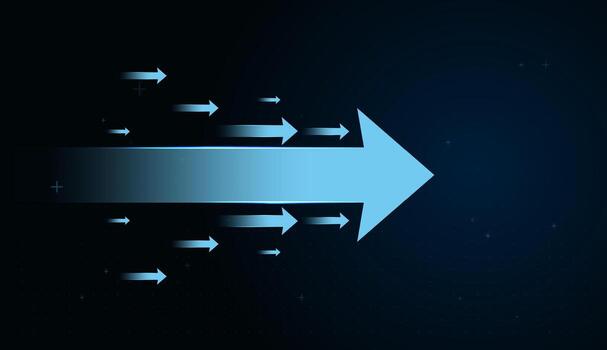 Glowing arrows Move forward concepts of financial strength, Economic, Business, Huge Arrow moving forward with speed and precision, representing momentum, innovation vector