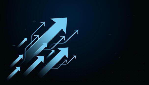 The Glowing arrows stream forward with speed and precision, representing momentum, innovation, and the drive to achieve new goals vector