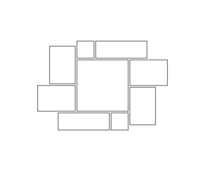 Frame collage square and rectangle shape for photo, image template line set. Mood board layout, background. Gallery grid, mosaic puzzle illustration vector