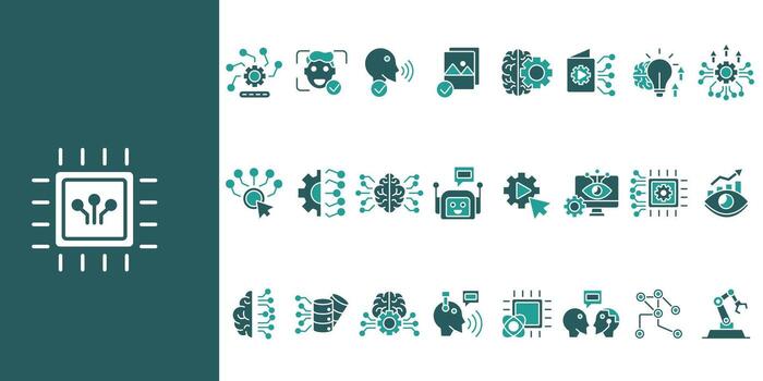 Artificial Intelligence icon set color vector
