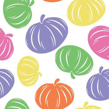 sin costura modelo con un conjunto de brillante sencillo íconos de redondo calabazas, para otoño diseño elementos vector