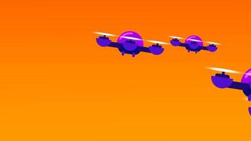 Multiple AI-powered drones flying together in perfect synchronization, showcasing the future of coordinated aerial automation video