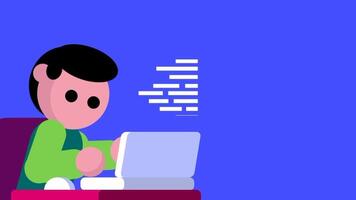 een jong programmeur zittend Bij een bureau met een laptop, symboliseert aan het leren, innovatie, en de passie voor technologie in modern onderwijs video