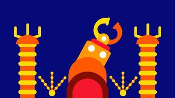 A robotic machine illustrated with claws and a fierce look, symbolizing industrial automation, robotics, and mechanical innovation in futuristic design video