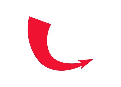 Bold red curved arrow symbolizing dynamic attack and strategy movement vector