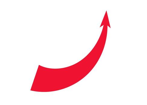 Bold red war arrow with dynamic curve representing attack and strategic movement vector