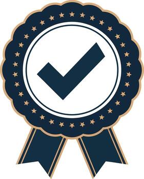 aprobado cheque marca Insignia con estrellas para calidad garantía y producto validación. vector