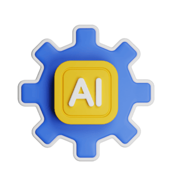 artificial inteligência ai símbolo sobre engrenagem em transparente fundo png