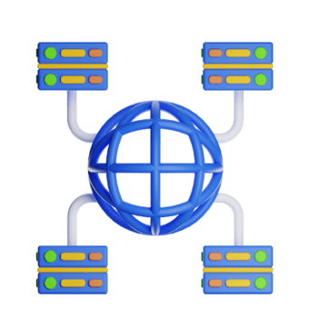 servidores conectando para global rede, 3d ilustração em transparente fundo png