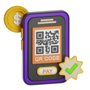 Móvel telefone mostrando qr código para conectados Forma de pagamento com dólar moeda e Verifica marca em transparente fundo png