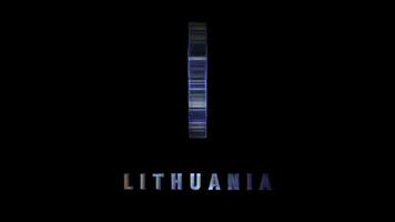 Rotating 3d lithuania map with iridescent texture on black background video