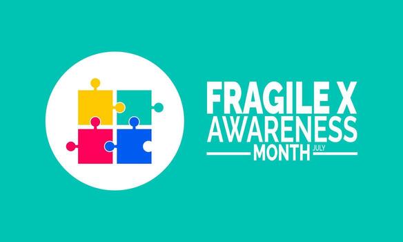 Banner Design for Fragile X Awareness with Ribbon Symbol and Healthcare Icons Educational and Community Support Poster Layout vector
