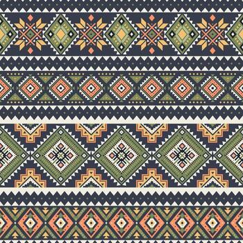 Tribal striped seamless pattern. Aztec geometricgreen orange background. Can be used in textile design, web design, clothes, accessories, decorative paper, wrapping, etc. vector