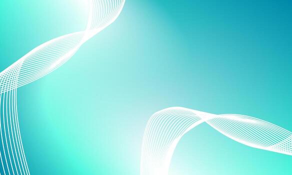 Aesthetic modern abstract background with turquoise gradient and elegant wave lines vector