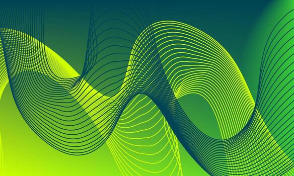 Modern abstract aesthetic green gradient background with dynamic wavy lines vector