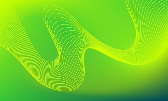 Modern abstract aesthetic green gradient background with dynamic curved lines vector
