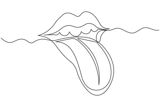 Lips isolated outline continuous one line drawing minimalist style abstract sketch vector