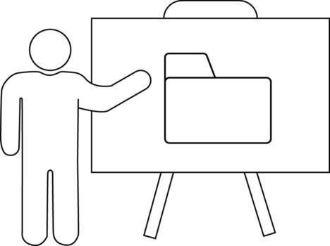 carpeta icono y icono de persona presentación en un tablero con un blanco antecedentes vector