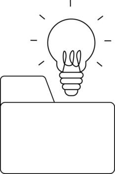 folder icon and light bulb icon with white background vector