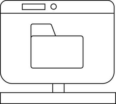 monitor screen icon with folder icon with white background vector