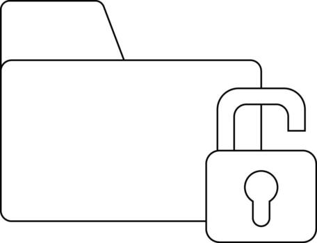 folder icon and open padlock icon with white background vector