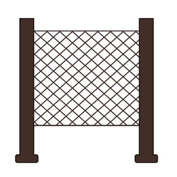 Sturdy brown fence section with diamond mesh provides secure boundary for property and outdoor spaces vector