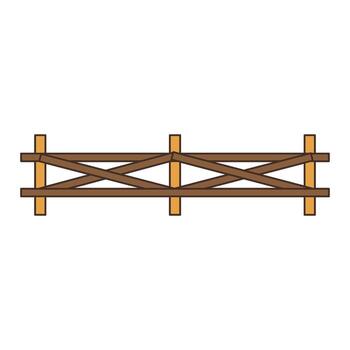Rustic wooden ranch fence section offering timeless rural charm and boundary definition for your projects. vector