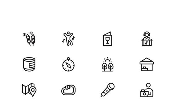 Event and Picnic Party Picnic and Gathering Line Icon Set Modern Minimal Consistent Pixel Perfect Symbols for Event Party and Community Projects vector