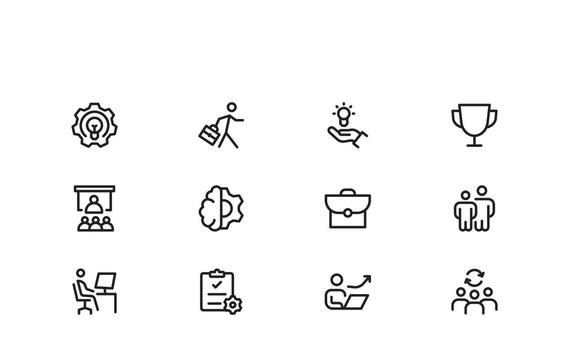 Training and Mentoring Mentoring and Skill Development Line Icons Professional Minimal Modern Symbols for Coaching Learning and Growth Projects vector