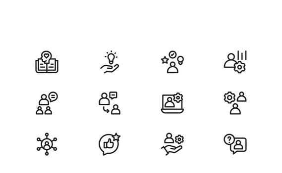 Coaching and Guidance Outline Icons Clean Consistent Pixel Perfect Symbols for Mentoring Learning and Development Projects vector