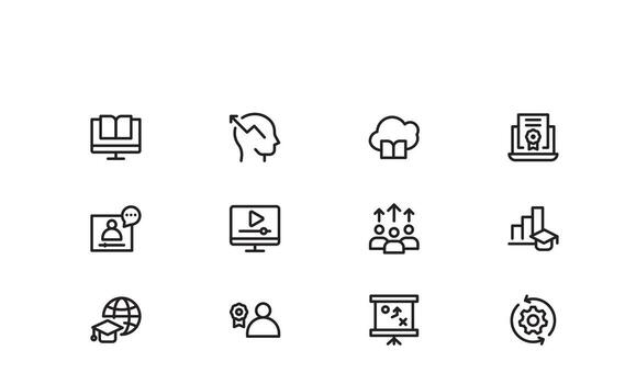 Mentoring and Skill Development Line Icons Professional Minimal Modern Symbols for Coaching Learning and Growth Projects vector