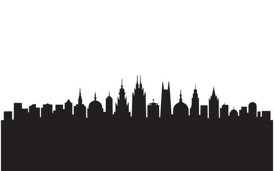 Dramatic Cityscape Silhouette with Towering Structures A Bold Urban Skyline Depiction Creating a Sense of Scale vector