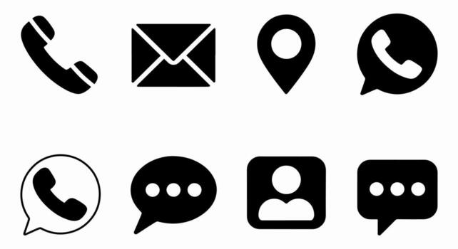 Contact Information Icons Set for Website and Mobile App Design Including Phone Email Location and Social Media Messaging Symbols vector