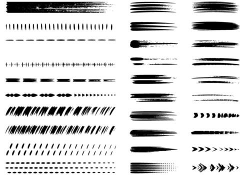 clasificado negro cepillo golpes colección de variado estilos texturas y patrones para gráfico diseño y artístico utilizar vector