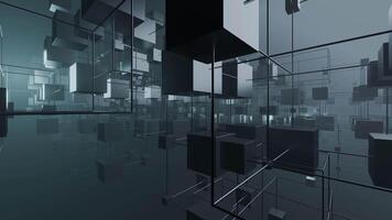 futurista vidro cubo geometria espaço tecnologia fundo, desatado ciclo video