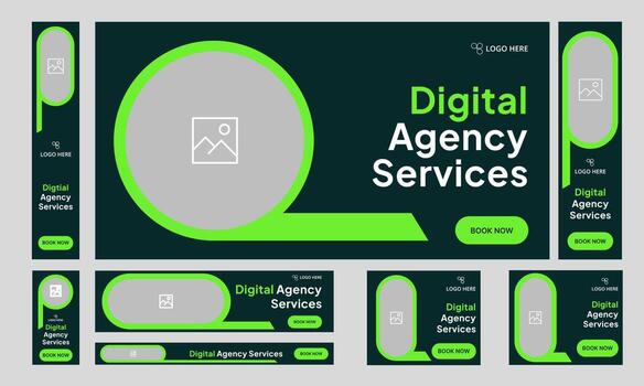 Customizable web bundle banner design for social media post, digital marketing agency web set banner design, fully customizable eps 10 file format vector