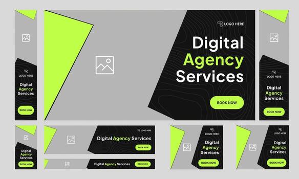 Editable digital agency web bundle banner design for social media post, digital marketing agency web set banner design, fully customizable eps 10 file format vector