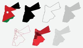 Collection of Jordan Map Asian Country vector