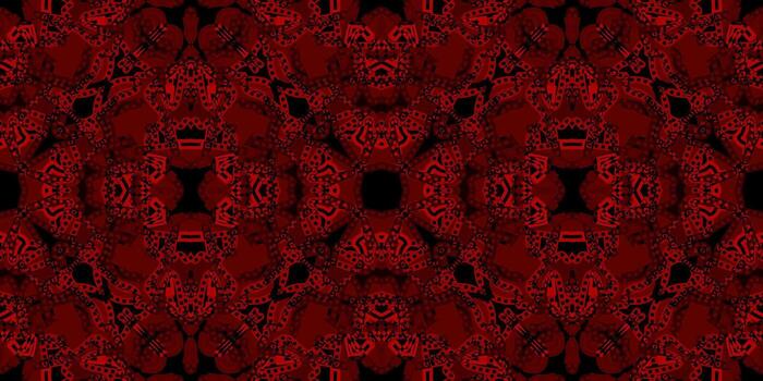 seamless Dark Red Abstract Kaleidoscope Pattern. Intense Geometric Symmetrical Background. Ornate Ruby Red Digital Art Texture. Mysterious Black and Red Abstract Design. Deep Red Pattern vector
