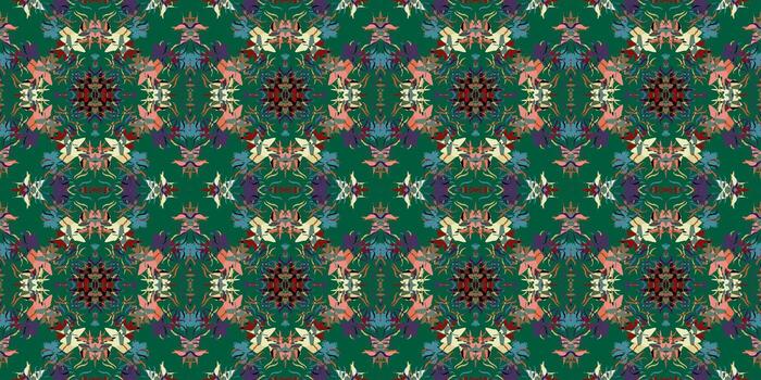 Bohemian Style Digital Textile Pattern. damask semaless pattern. green background. seamless background. vector
