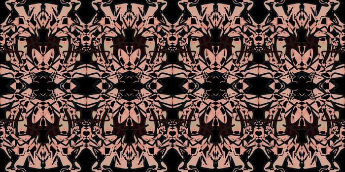 Abstract Pink and Black ornament seamless pattern. Organic Symmetrical Pattern Background. Intricate Digital Art Texture. Modern Abstract Design with Curves. Elegant Dark and Light Ornament vector