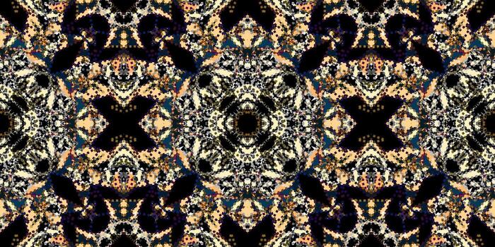 seamless damask Pattern. mosaic background pattern. Abstract Golden and Blue Symmetric Background. Intricate Damask-Inspired Digital Art. Mysterious Geometric Mosaic Texture. Abstract Midnight Pattern vector