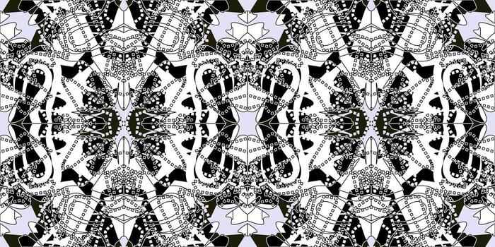 Abstract Monochrome Kaleidoscope Pattern. Black and White Geometric Symmetry. Intricate Digital Art Texture. Modern Abstract Line Art Background. Ornate Minimalist Pattern vector